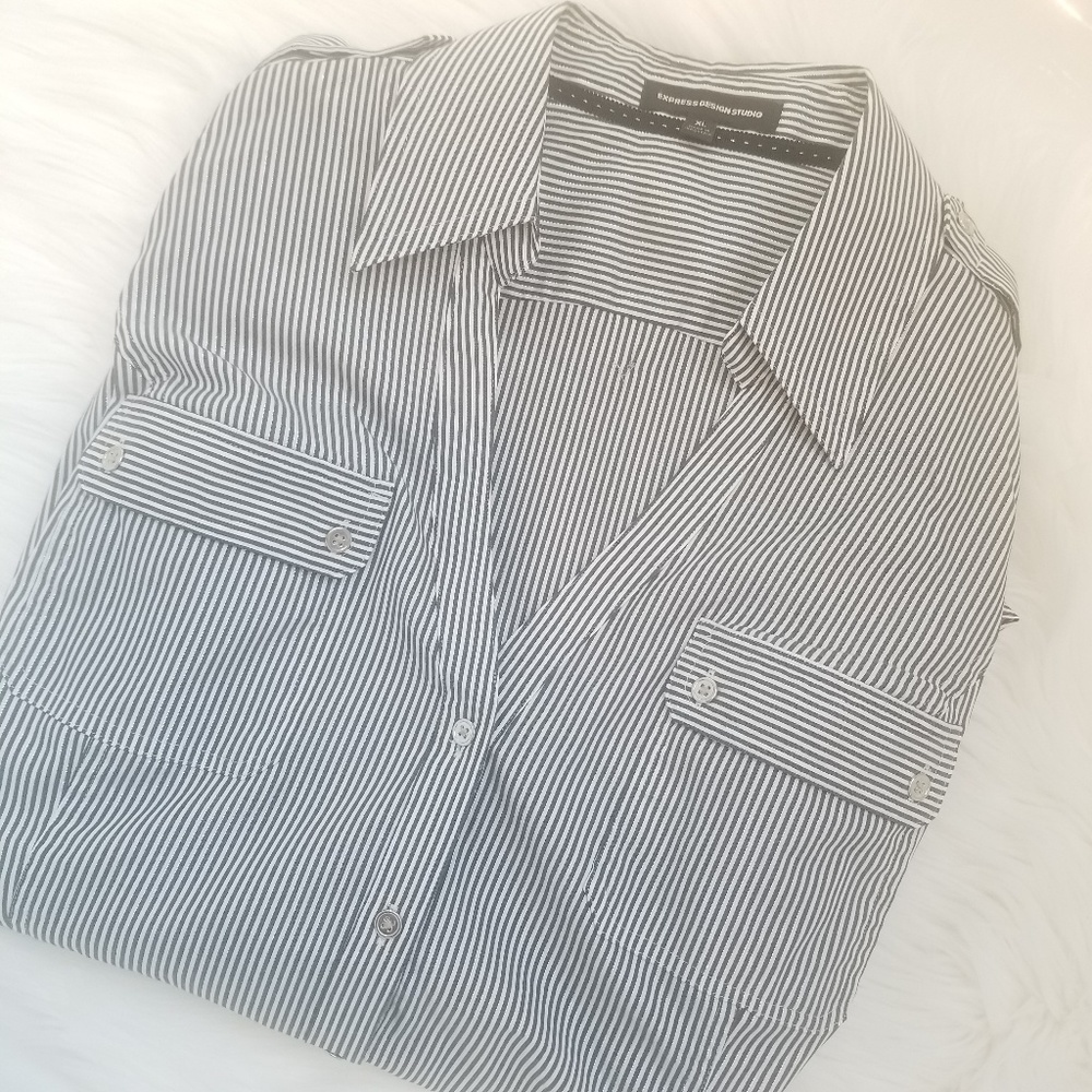 EUC Express Striped Foil Button Down